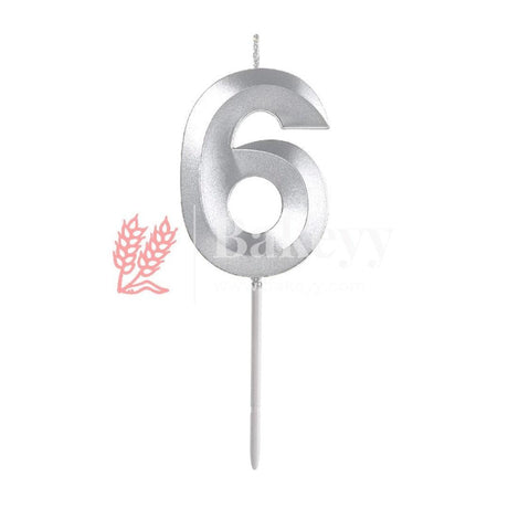 Number 6 Silver 3D Candle | 1 pcs | For Birthday, Wedding Party & Cake Decoration - Bakeyy.com - India - Number 6 Silver 3D Candle | 1 pcs | For Birthday, Wedding Party & Cake Decoration - Default Title