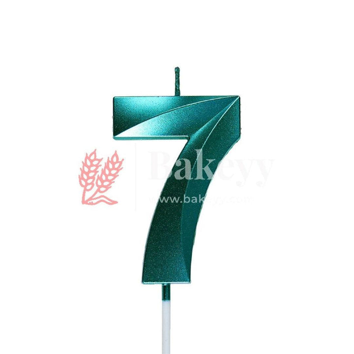 Number 7 Green 3D Candle | 1 pcs | For Birthday, Wedding Party & Cake Decoration - Bakeyy.com