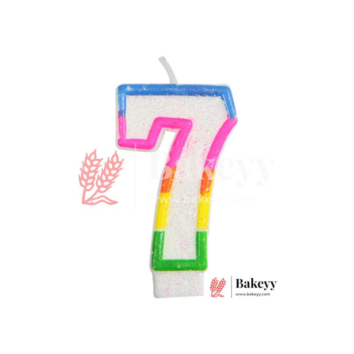 Number 7 Rainbow Candle | 1 pcs | For Birthday, Wedding Party & Cake Decoration - Bakeyy.com