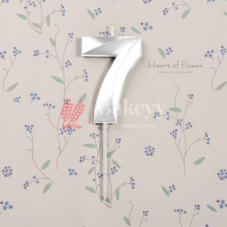 Number 7 Silver 3D Candle | 1 pcs | For Birthday, Wedding Party & Cake Decoration - Bakeyy.com - India - Number 7 Silver 3D Candle | 1 pcs | For Birthday, Wedding Party & Cake Decoration - Default Title