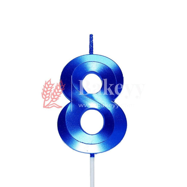 Number 8 Blue 3D Candle | 1 pcs | For Birthday, Wedding Party &amp; Cake Decoration - Bakeyy.com