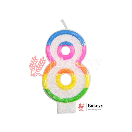 Number 8 Rainbow Candle | 1 pcs | For Birthday, Wedding Party & Cake Decoration - Bakeyy.com - India - Number 8 Rainbow Candle | 1 pcs | For Birthday, Wedding Party & Cake Decoration - Default Title