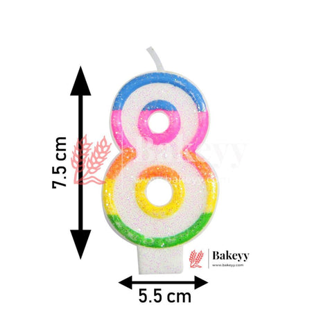 Number 8 Rainbow Candle | 1 pcs | For Birthday, Wedding Party & Cake Decoration - Bakeyy.com - India - Number 8 Rainbow Candle | 1 pcs | For Birthday, Wedding Party & Cake Decoration - Default Title