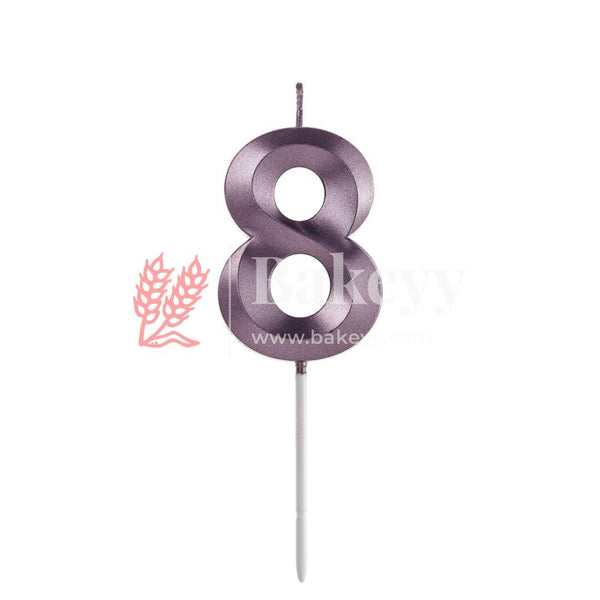 Number 8 Rose Gold 3D Candle | 1 pcs | For Birthday, Wedding Party & Cake Decoration - Bakeyy.com