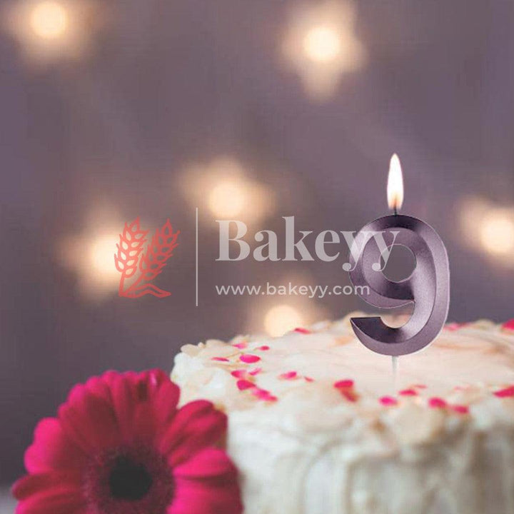 Number 9 Rose Gold 3D Candle | 1 pcs | For Birthday, Wedding Party & Cake Decoration - Bakeyy.com
