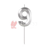 Number 9 Silver 3D Candle | 1 pcs | For Birthday, Wedding Party & Cake Decoration - Bakeyy.com - India - Number 9 Silver 3D Candle | 1 pcs | For Birthday, Wedding Party & Cake Decoration - Default Title