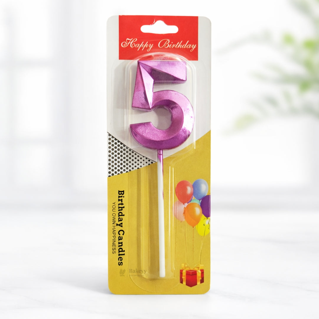 Pink Number 3D Candle | For Birthday, Wedding Party & Cake Decoration | Pack of 1
