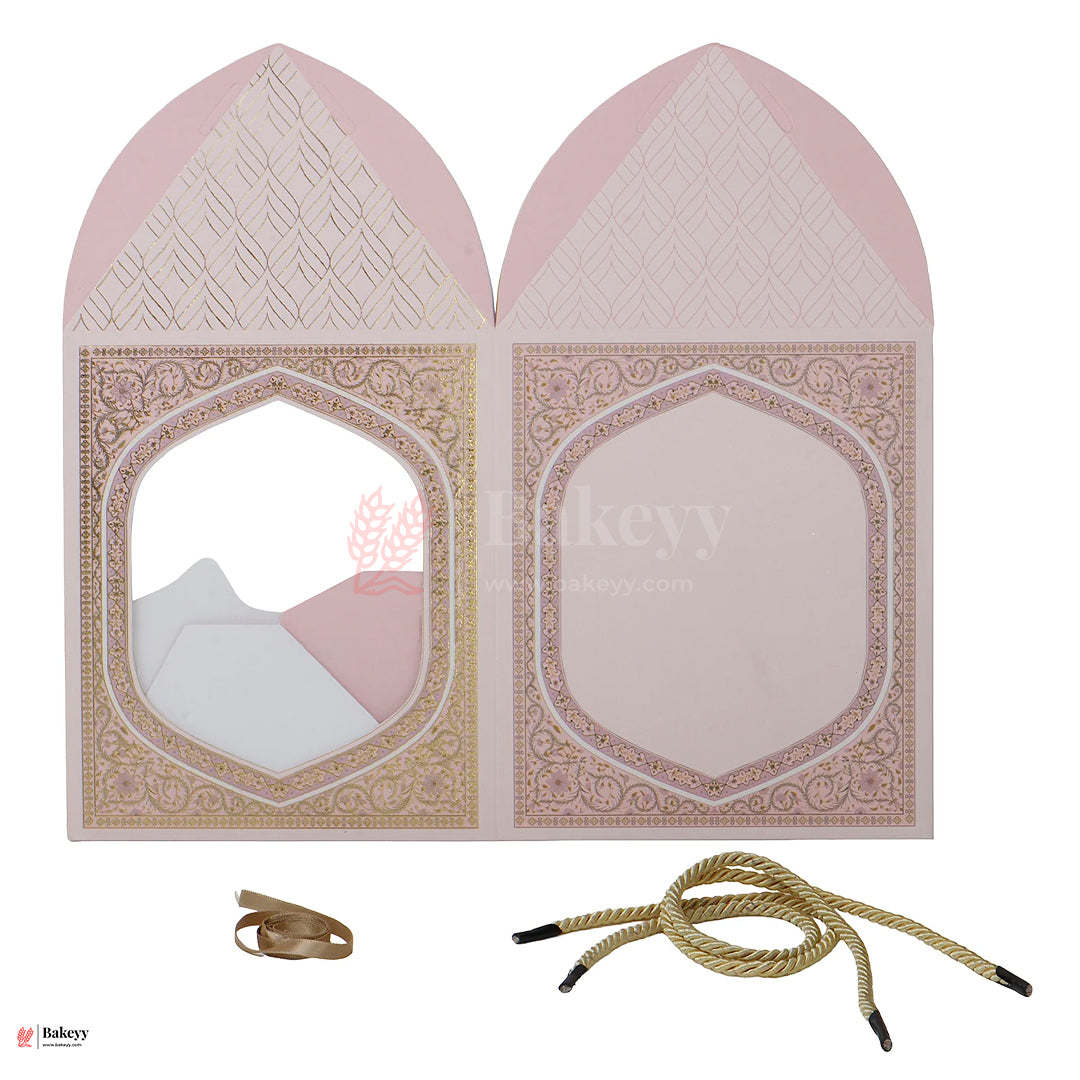 12x7.25x7.25 Inch |Premium Minaret Dome Gift Box with Golden Rope Handle – Pastel Pink | Pack of 10