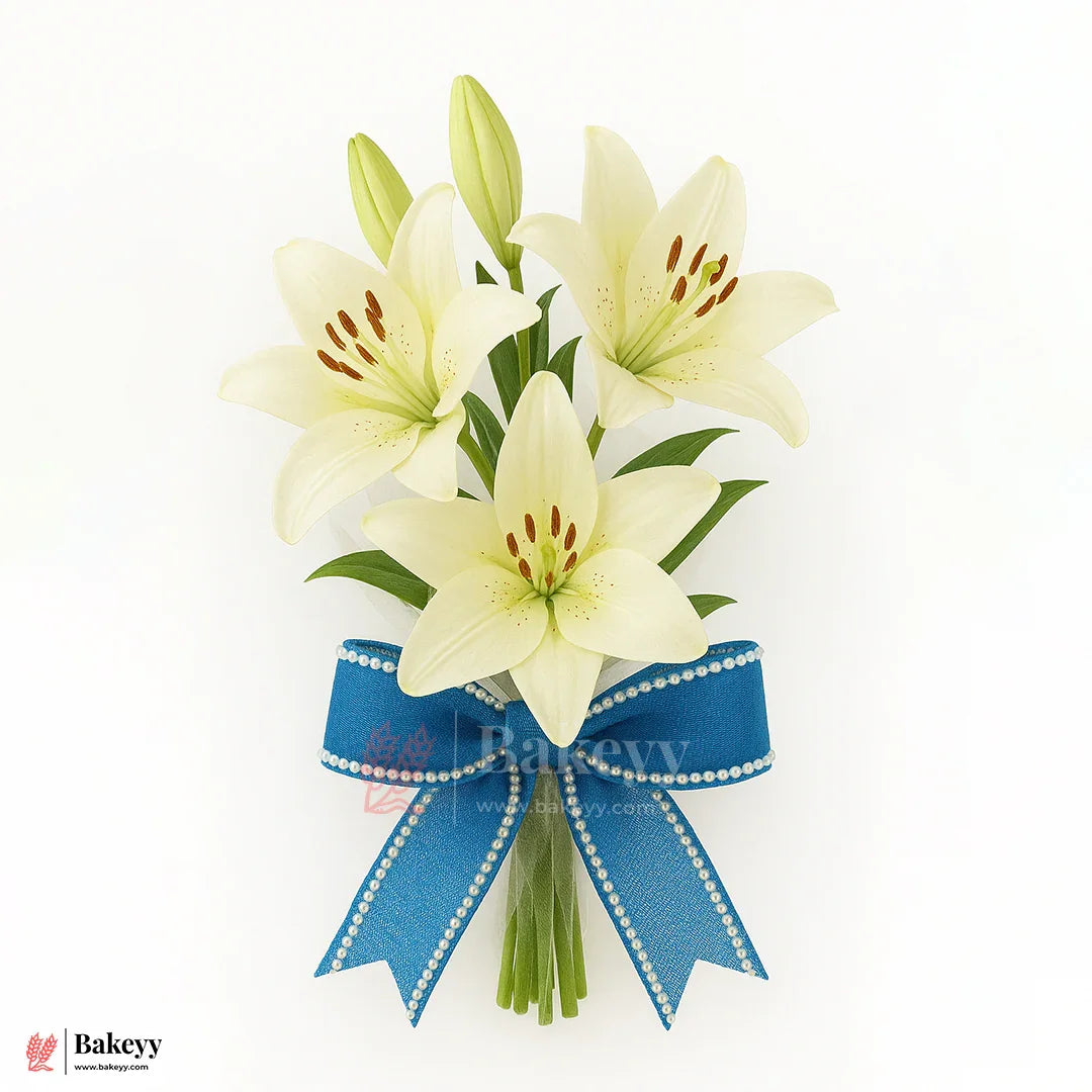 11651 | 9mtr Blue Net Ribbon with Double Pearl Edging – Decorative Roll for Bouquets, Gift Wrapping & Crafts