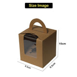 1 Kraft Cupcake Box with Handle | With Front Window | - Bakeyy.com - India - 1 Kraft Cupcake Box with Handle | With Front Window | - Pack of 10