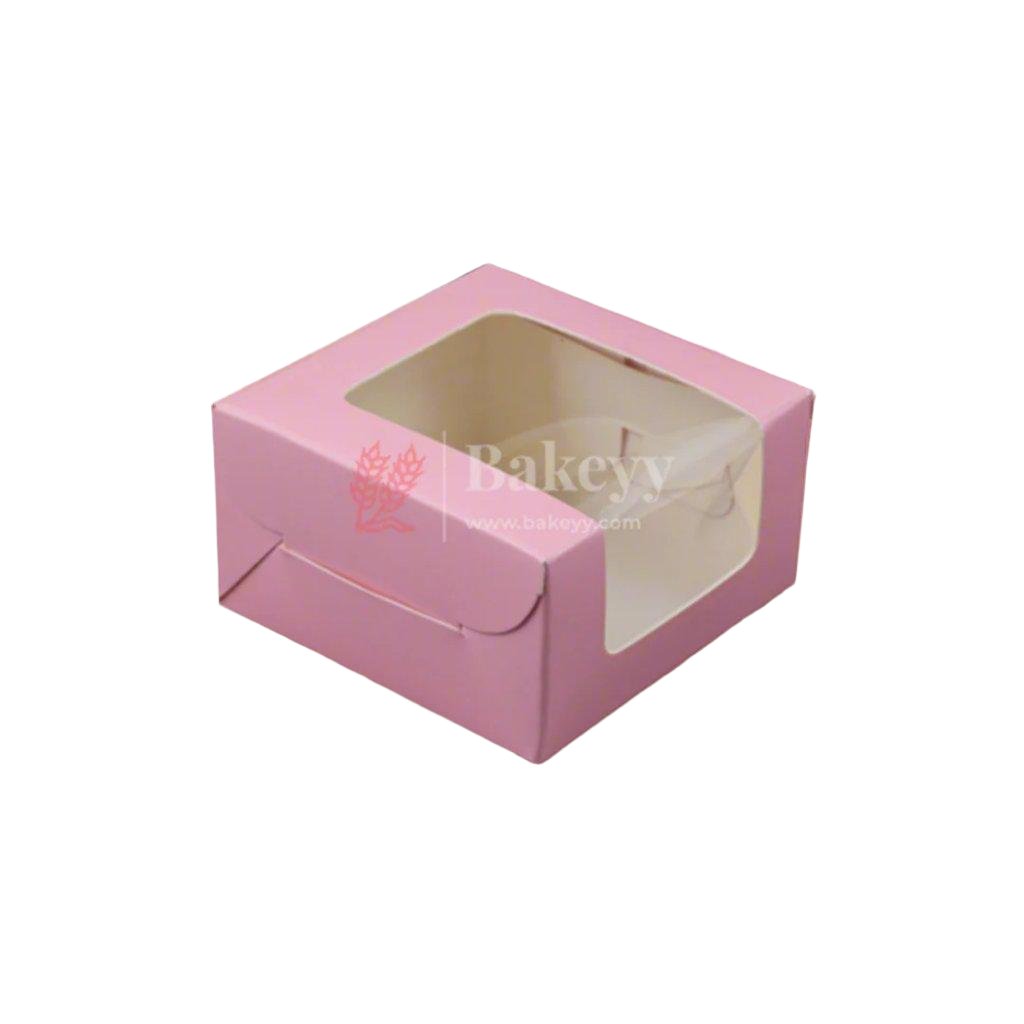 1 Brownie Box Pink Color | With Window - Bakeyy.com - India - 1 Brownie Box Pink Color | With Window - Pack Of 10