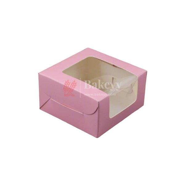 1 Brownie Box | Pink Color | Pack Of 10 | With Window On The Top | - Bakeyy.com - India - {{ variant.name }}