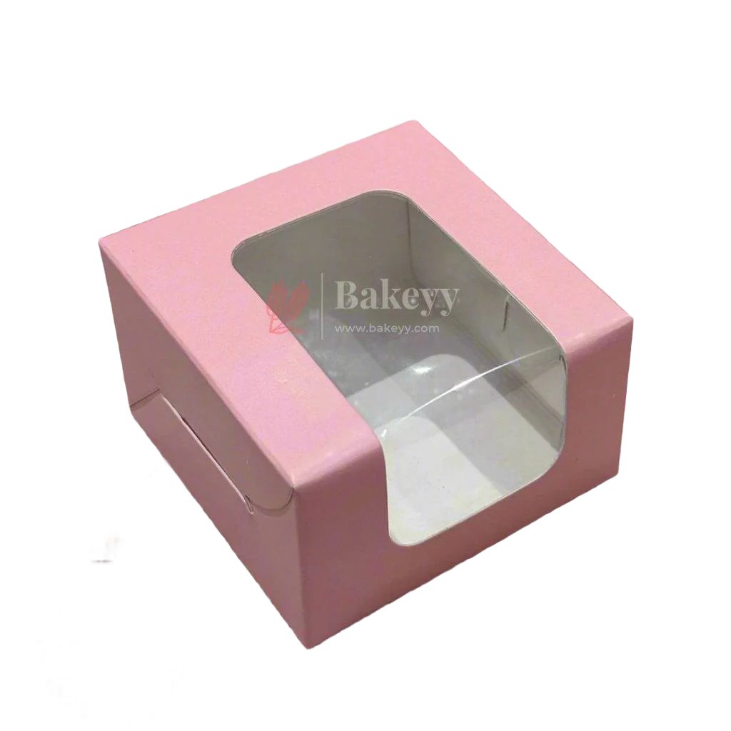 1 Brownie Box Pink Color | With Window - Bakeyy.com - India - 1 Brownie Box Pink Color | With Window - Pack Of 10