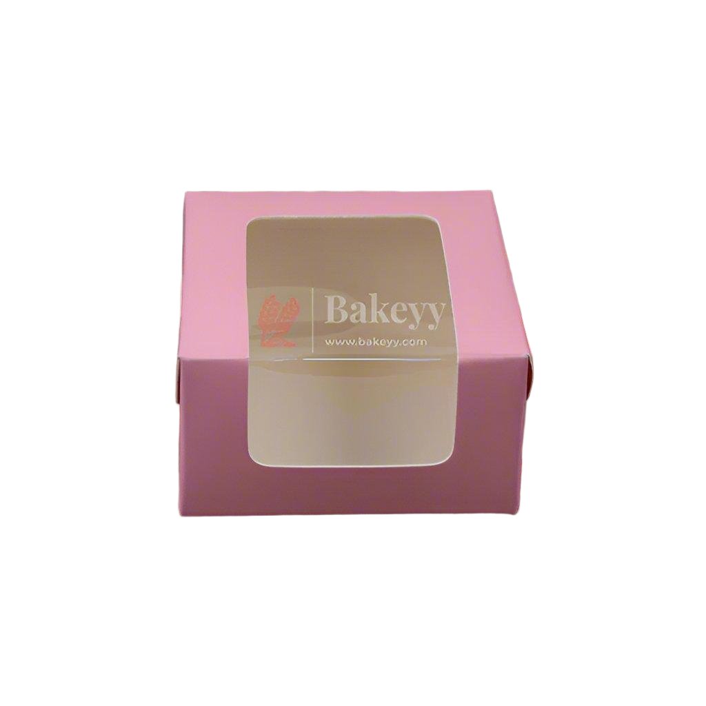 1 Brownie Box Pink Color | With Window - Bakeyy.com - India - 1 Brownie Box Pink Color | With Window - Pack Of 10