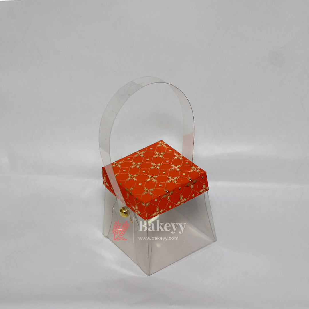 8x8x8 cm | PVC Goodie Box with Handle |  Elegant Design for Gifting and Packaging |  Pack of 10 |