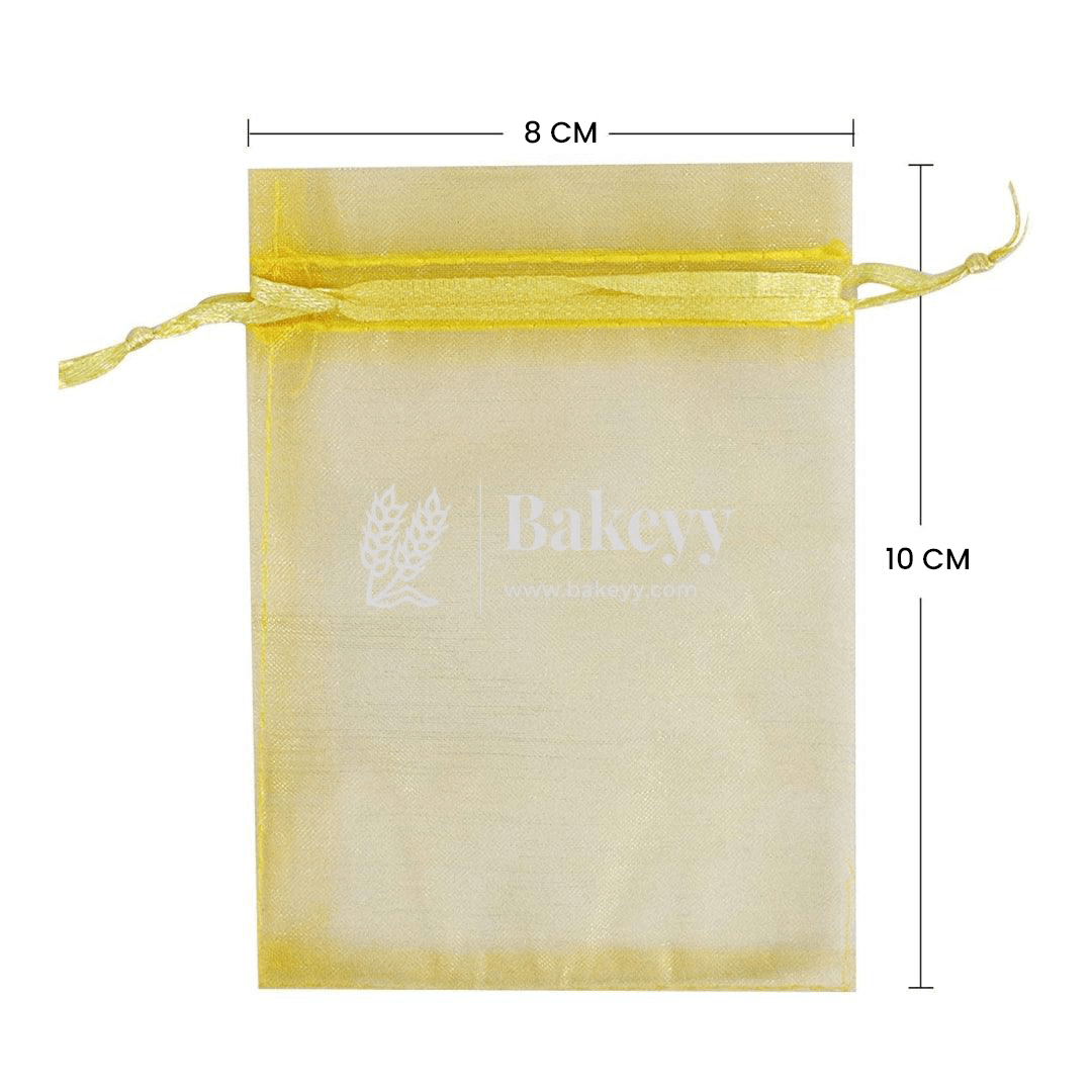 8x10 CM | Organza Potli Bags | Gold Colour | Candy Bag - Bakeyy.com - {{ shop.shopifyCountryName }}