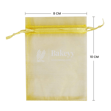 8x10 CM | Organza Potli Bags | Gold Colour | Candy Bag - Bakeyy.com - {{ shop.shopifyCountryName }}