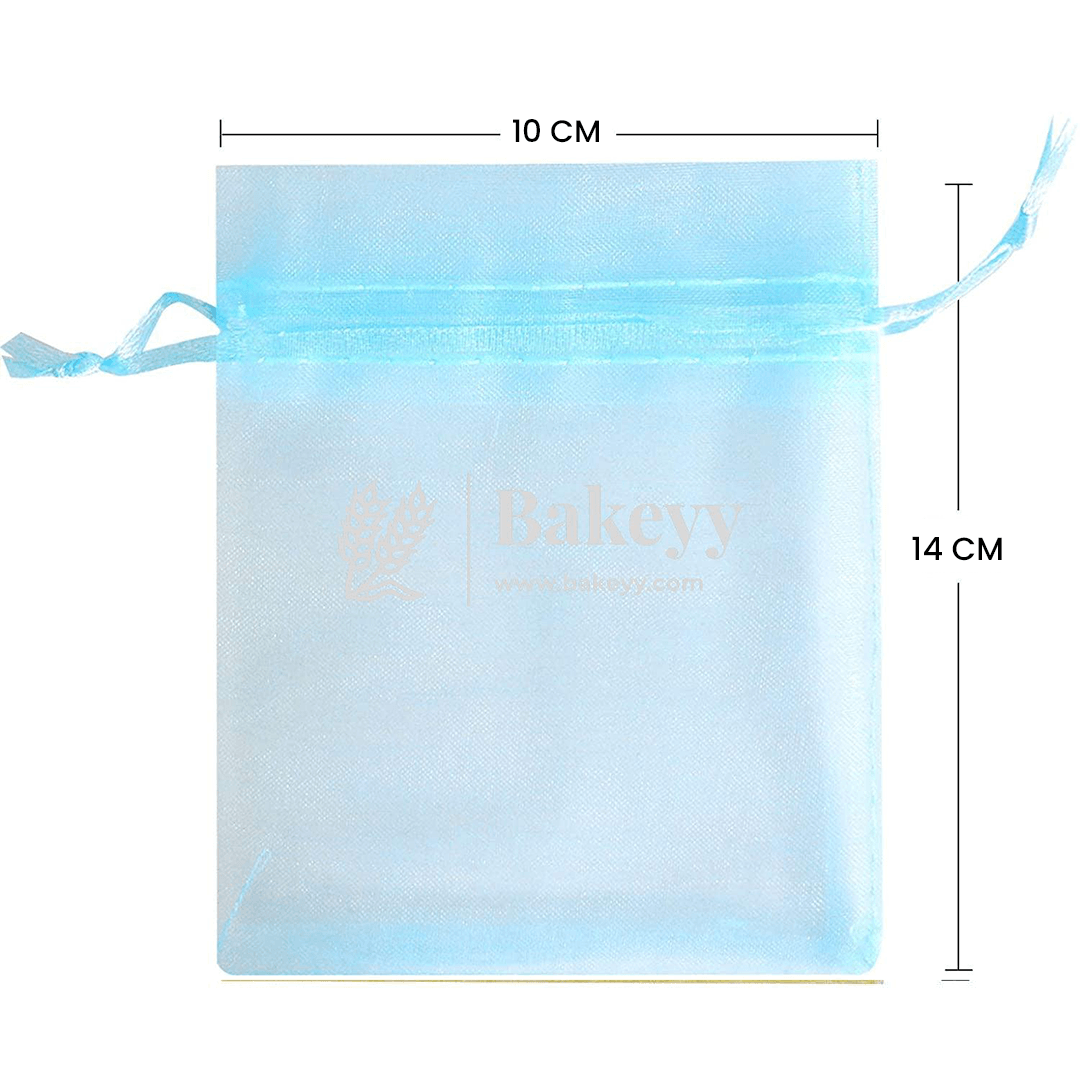 10x14 CM | Organza Potli Bags | Sky Blue Colour |100 g | Candy Bag - Bakeyy.com - India - 10x14 CM | Organza Potli Bags | Sky Blue Colour |100 g | Candy Bag - Pack Of 100 / 10x14 cm / 4x6 inch / Sky Blue