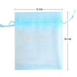 13x18 CM | Organza Potli Bags | Sky Blue Colour | Candy Bag - Bakeyy.com - India - 13x18 CM | Organza Potli Bags | Sky Blue Colour | Candy Bag - Pack Of 50 / 13x18 cm / 5x7 inch / Sky Blue