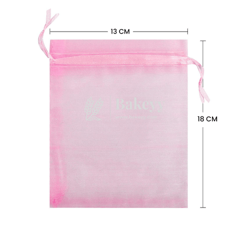 13x18 CM | Organza Potli Bags | Pink Colour | Candy Bag - Bakeyy.com - India - 13x18 CM | Organza Potli Bags | Pink Colour | Candy Bag - Pack Of 50 / 13x18 cm / 5x7 inch / Pink