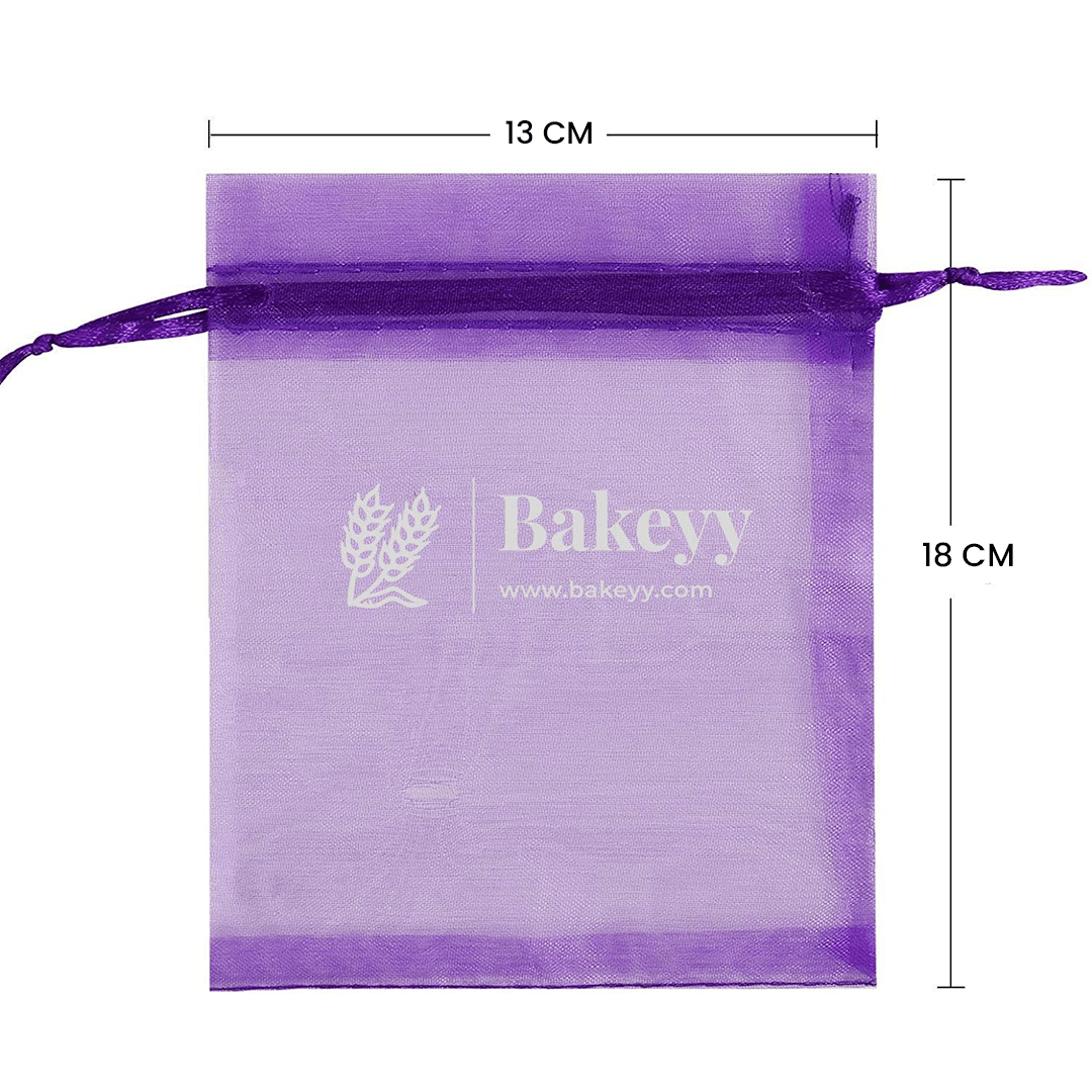 13x18 CM | Organza Potli Bags | Purple Colour | Candy Bag - Bakeyy.com - India - 13x18 CM | Organza Potli Bags | Purple Colour | Candy Bag - Pack Of 50 / 13x18 cm / 5x7 inch / Purple