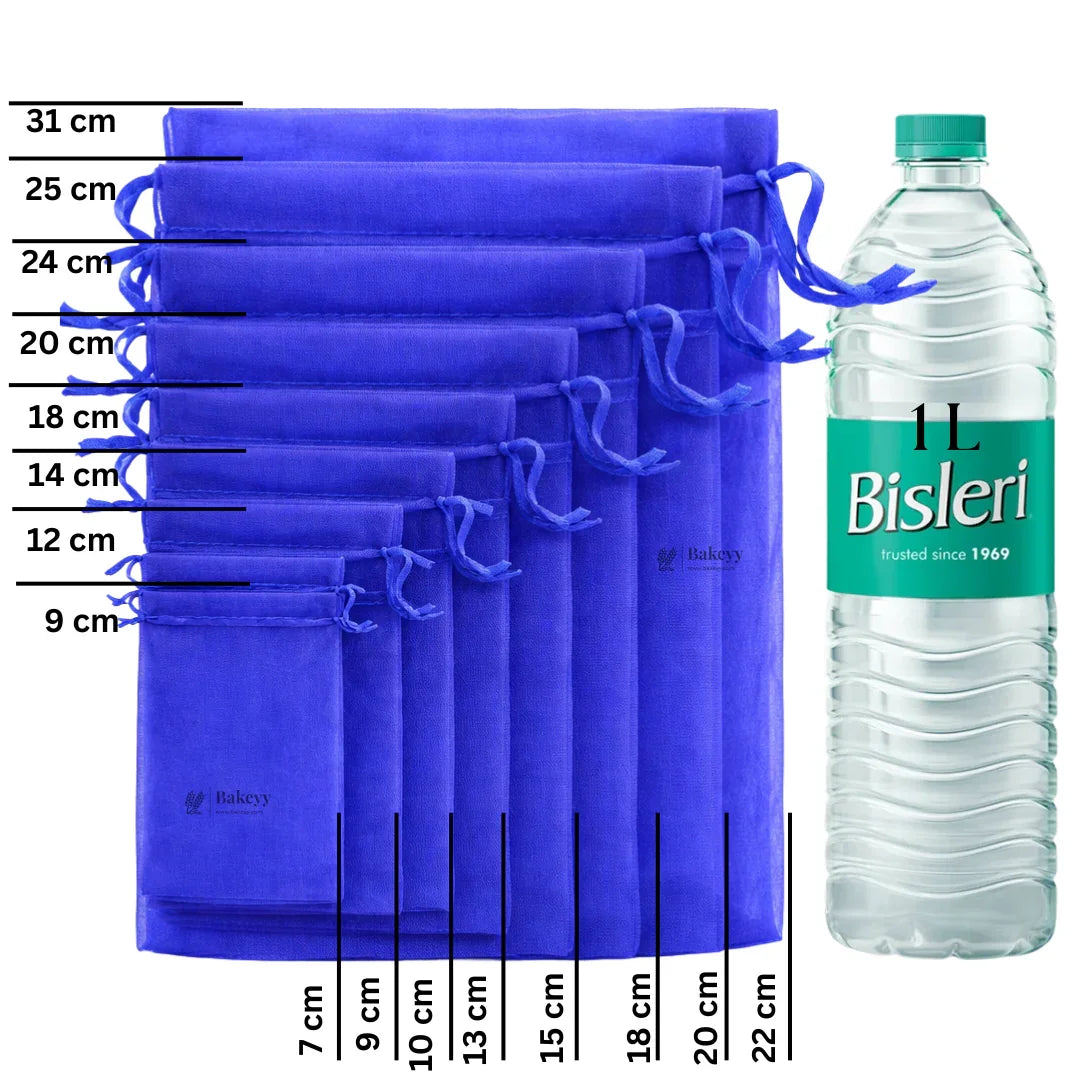 Organza Potli Bags | Drawstring Bags | Royal Blue Color