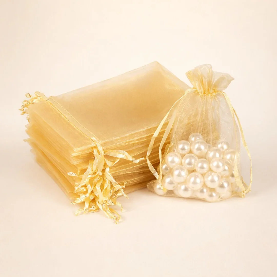 Organza Potli Bags | Drawstring Bags | Gold Color