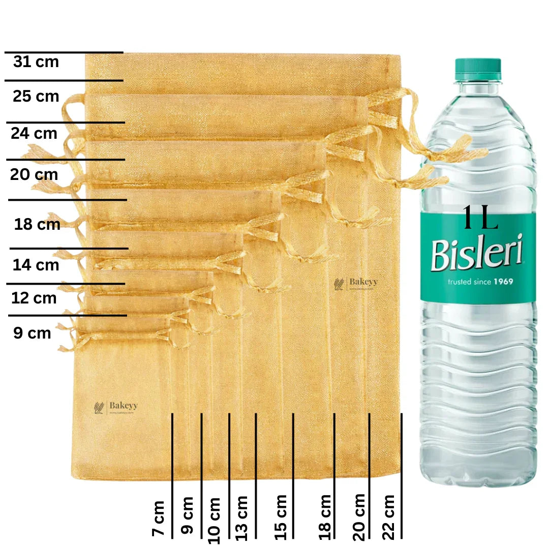 Organza Potli Bags | Drawstring Bags | Gold Color