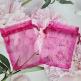 Organza Potli Bags | Drawstring Bags | Dark Pink Color
