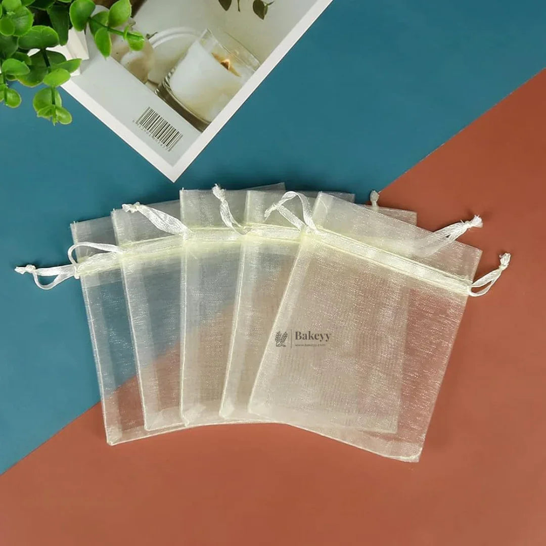 Organza Potli Bags | Drawstring Bags | Cream Color