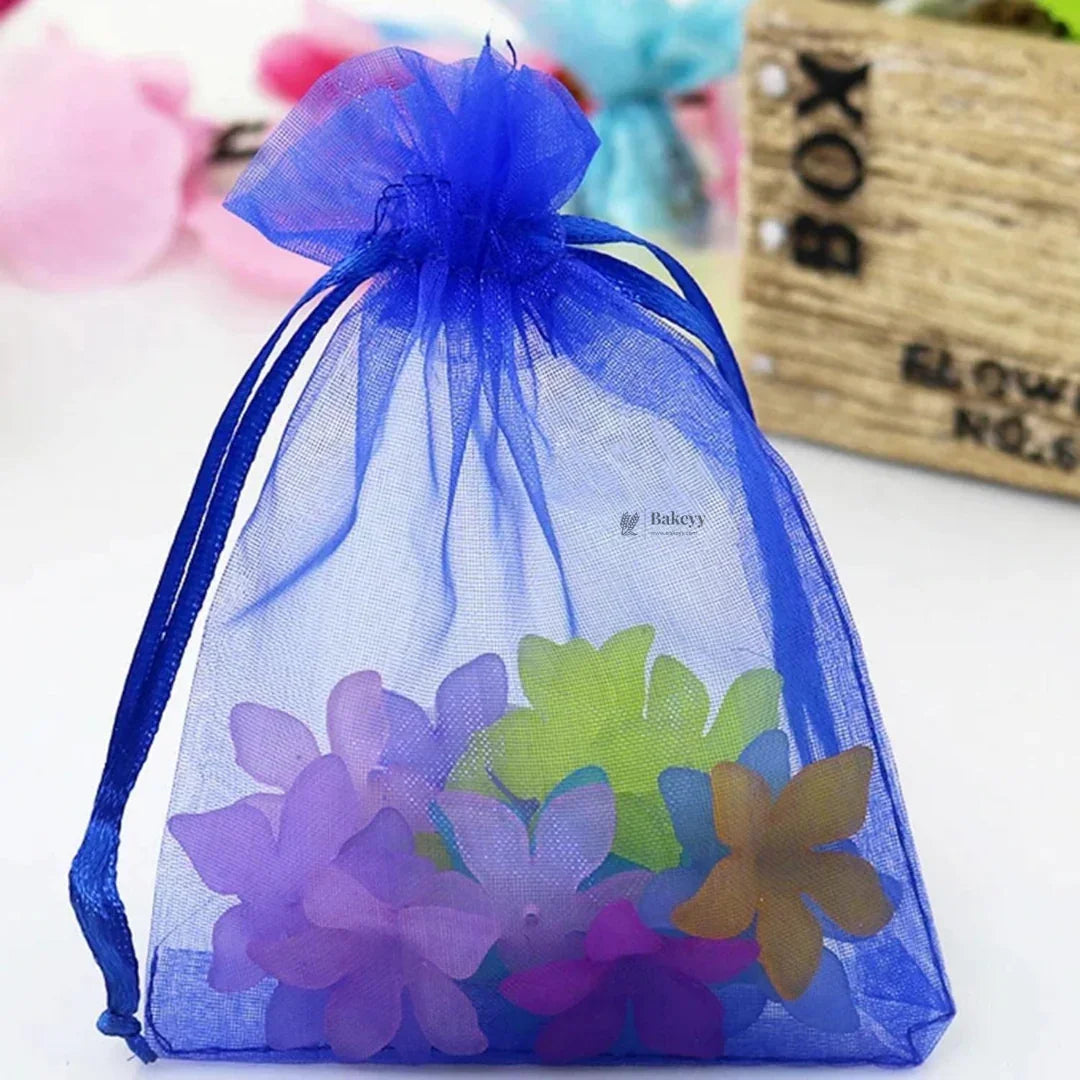 Organza Potli Bags | Drawstring Bags | Royal Blue Color
