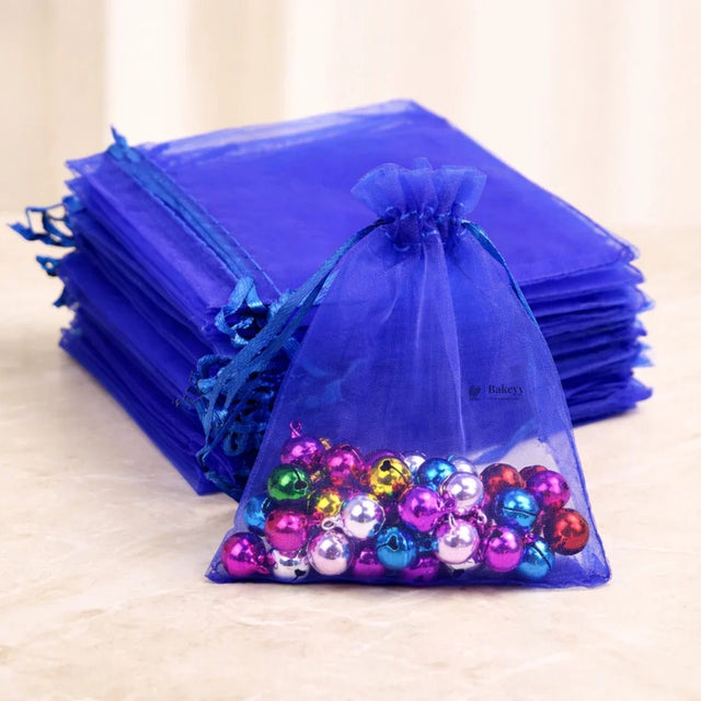Organza Potli Bags | Drawstring Bags | Royal Blue Color
