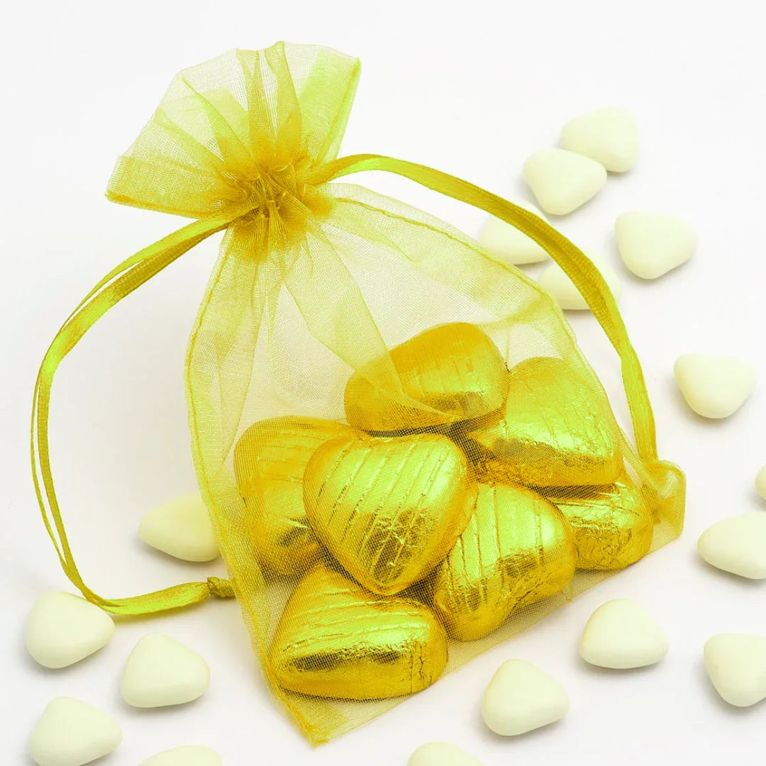 Organza Potli Bags | Drawstring Bags | Yellow Color