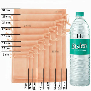 Organza Potli Bags | Drawstring Bags | Peach Color - Bakeyy.com - India - Organza Potli Bags | Drawstring Bags | Peach Color - 20x25 cm | Pack of 50 500.00