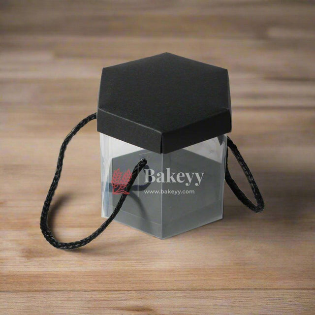 PVC Transparent Gift Box |Hexagon| Pack of 10 || Elegant Packaging Solution for Special Occasions - Bakeyy.com - India - PVC Transparent Gift Box |Hexagon| Pack of 10 || Elegant Packaging Solution for Special Occasions - Black