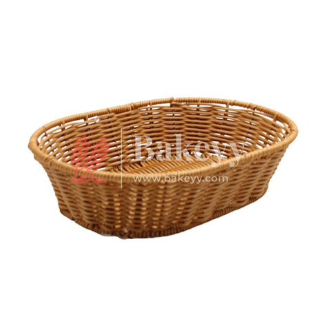 Oval Shaped Poly Wicker Woven Bread Basket, Imitation Rattan Fruit Basket Stackable Oval Shaped Serving Basket for Fruit, Bread, Vegetable, Towel, Home, Restaurant, Outdoor Use - Bakeyy.com - India - Oval Shaped Poly Wicker Woven Bread Basket, Imitation Rattan Fruit Basket Stackable Oval Shaped Serving Basket for Fruit, Bread, Vegetable, Towel, Home, Restaurant, Outdoor Use - Default Title