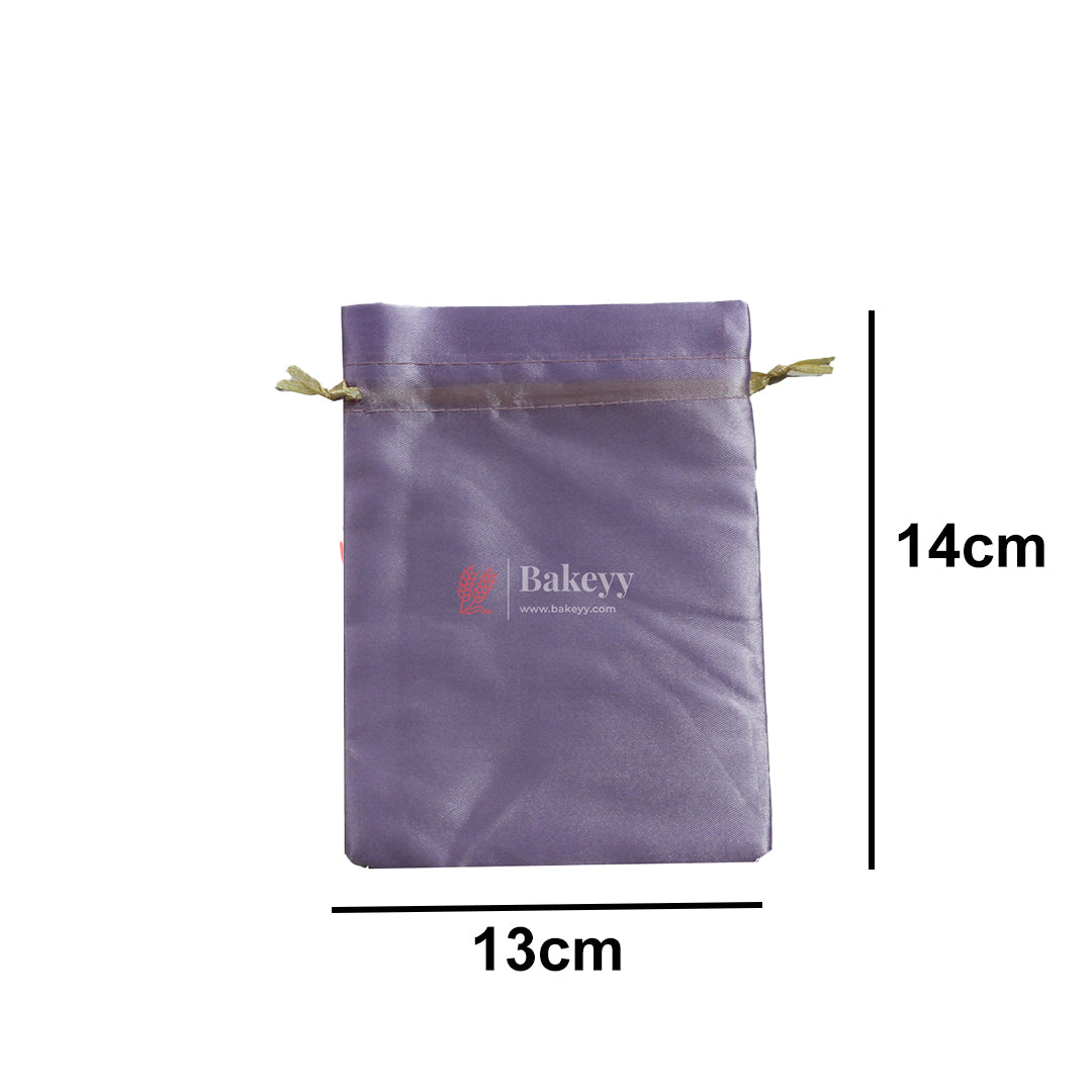 10x14 cm | Satin Potli Bags| Purple Colour | Elegant Drawstring Pouches| for Gifting and Storage|