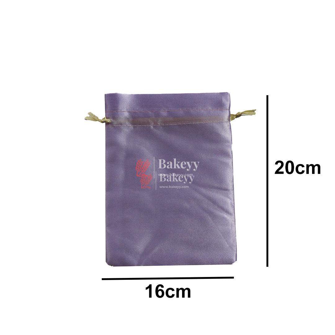 16x20 cm | Satin Potli Bags| Purple Colour | Elegant Drawstring Pouches| for Gifting and Storage| - Bakeyy.com - India - 16x20 cm | Satin Potli Bags| Purple Colour | Elegant Drawstring Pouches| for Gifting and Storage| - Pack of 25