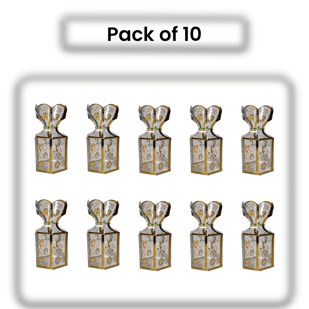 Gold Flower Design | PVC Goodie Box | Pack of 10 - Bakeyy.com - India - Gold Flower Design | PVC Goodie Box | Pack of 10 - Default Title