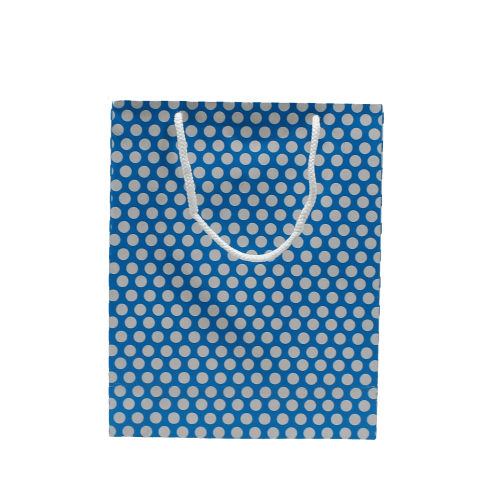 Paper Bag Polka Dot Blue And White | Pack of 10 - Bakeyy.com