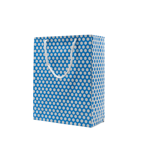 Paper Bag Polka Dot Blue And White | Pack of 10 - Bakeyy.com