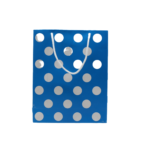 Paper Bag Polka Dot Lite Blue | Pack of 10 - Bakeyy.com