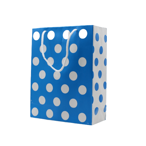 Paper Bag Polka Dot Lite Blue | Pack of 10 - Bakeyy.com