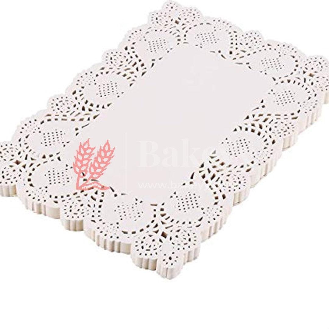 Paper Rectangle Doilies Cake Liner Table Mats (White, 19x30 cm) 100 Pieces - Bakeyy.com - India - Paper Rectangle Doilies Cake Liner Table Mats (White, 19x30 cm) 100 Pieces - Default Title