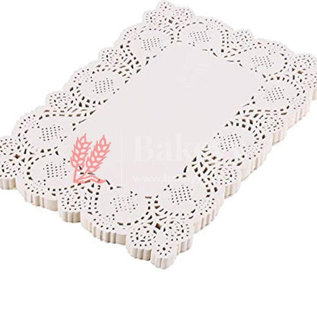 Paper Rectangle Doilies Cake Liner Table Mats (White, 20x38 cm) 100 Pieces - Bakeyy.com - India - Paper Rectangle Doilies Cake Liner Table Mats (White, 20x38 cm) 100 Pieces - Default Title