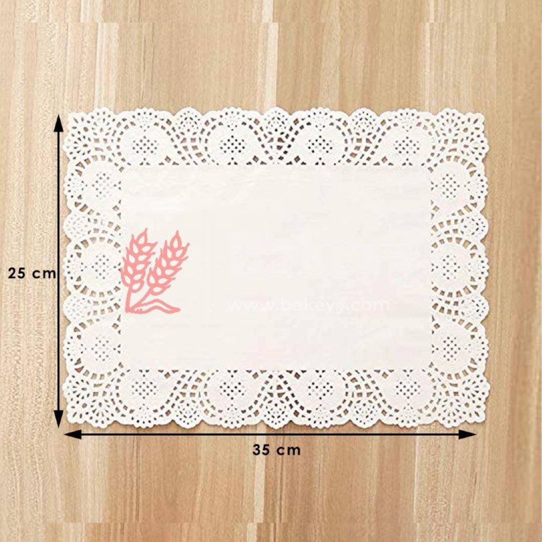 Paper Rectangle Doilies Cake Liner Table Mats (White, 25x35 cm) 100 Pieces - Bakeyy.com - India - Paper Rectangle Doilies Cake Liner Table Mats (White, 25x35 cm) 100 Pieces - Default Title