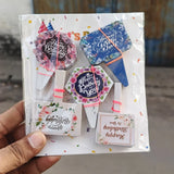 Happy Birthday Floral Assorted Cake Topper Set | Mixed Shapes & Random Prints for Cakes, Cupcakes & Desserts | Pack of 100