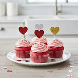 Glitter Heart Cake Topper Set | Premium Sparkle Picks for Cakes, Cupcakes & Desserts | Pack of 10