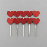 Glitter Heart Cake Topper Set | Premium Sparkle Picks for Cakes, Cupcakes & Desserts | Pack of 10