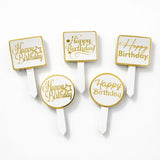 Happy Birthday Cake Topper Set | Assorted Mini Placards for Cakes, Cupcakes & Desserts | Pack of 100